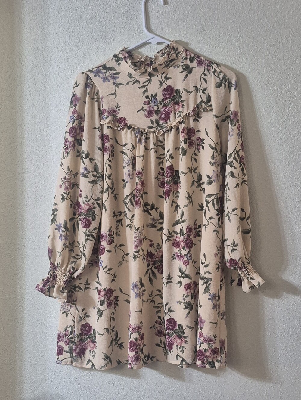 Forever 21 Cream Mini Dress with Purple Floral Print